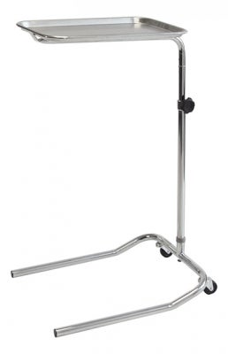 Mayo Instrument Stand Hand Operated Single Post U-Shaped Base Small Tray