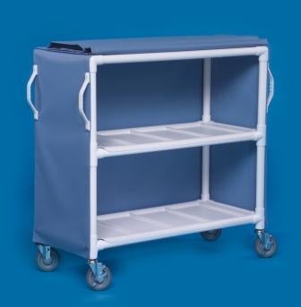 Linen Cart 2 Shelves PVC 5 Inch Heavy Duty Casters, 2 Locking