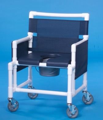 Commode / Shower Chair ipu® Fixed Arms PVC Frame Mesh Backrest 24 Inch Seat Width 450 lbs. Weight Capacity