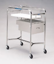 Bassinet Cart with Drawer Stainless Steel 18-1/8 X 31 X 37-3/4 Inch 18 lbs. Weight Capacity
