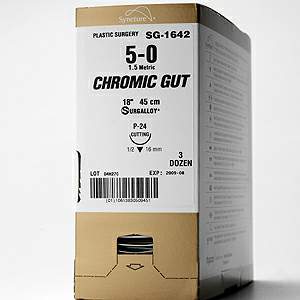 Absorbable Suture with Needle Covidien™ Chromic Gut C-12 3/8 Circle Reverse Cutting Needle Size 4-0 Monofilament