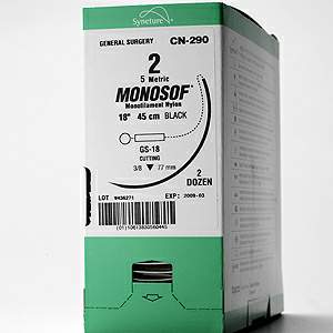 Nonabsorbable Suture with Needle Monosof™ Nylon P-24 1/2 Circle Reverse Cutting Needle Size 6-0 Monofilament