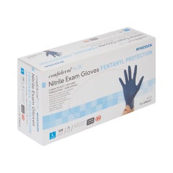Exam Glove McKesson Confiderm® 6.8C Large 100 per Box NonSterile Nitrile Standard Cuff Length Textured Fingertips Blue Chemo Tested / Fentanyl Tested