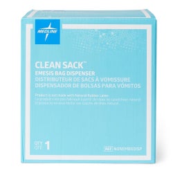 Emesis Bag Dispenser Clean Sack™ Blue / Clear Manual Pull 24 Bags Wall Mount