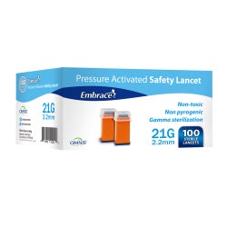 Safety Lancet Embrace® 21 Gauge Retractable Pressure Activated Finger