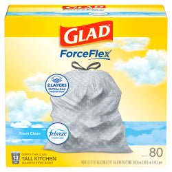 Trash Bag Glad® Odor Shield 13 gal. 0.95 mil 24 X 27 Inch White Tall Kitchen Dispenser Box