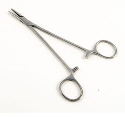 Needle Holder Econo™ Mayo 6 Inch Length Straight Serrated with Groove Tips Finger Ring Handle