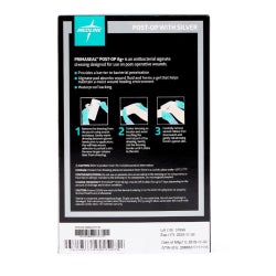 Silver Gelling Fiber Dressing PrimaSeal Ag+ Post-Op Hydrocolloid Adhesive with Border 3-1/2 X 6 Inch Strip Sterile