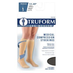 Compression Stocking Truform Knee High X-Large Black Closed Toe