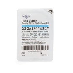 RELI® Blood Collection Set 23 Gauge 3/4 Inch Needle Length Safety Needle 12 Inch Tubing Sterile