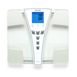 Multi-Frequency Body Fat & Water Monitor Step On LCD Display 440 lbs. Weight Capacity Clear / White Battery Operated -click to view product detail page