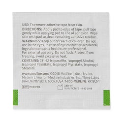 Adhesive Remover Medline Wipe 100 per Box Alcohol Based