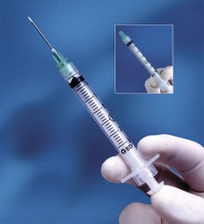 Safety Hypodermic Syringe with Needle Integra™ 3 mL 1-1/2 Inch 22 Gauge Retractable Safety Needle Regular Wall