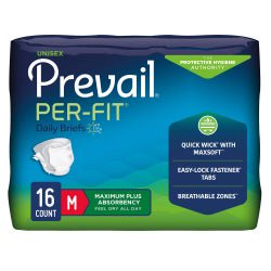 Incontinence Brief Prevail® Per-Fit® Adult Medium Unisex Disposable Heavy Absorbency