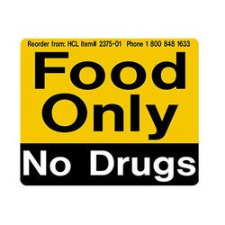 Pre-Printed Label Indeed Auxiliary Label Orange Vinyl Food Only No Drugs Black / White Temperature Control 3 X 3-5/8 Inch