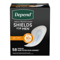 Bladder Control Pad Depend® Shields for Men 5 X 7-1/2 Inch Light Absorbency Sodium Polyacrylate Core One Size Fits Most