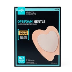 Foam Dressing Optifoam® Gentle 7 X 8 Inch With Border Waterproof Backing Silicone Border Sacral Sterile