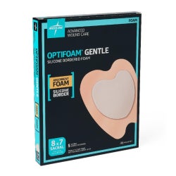 Foam Dressing Optifoam® Gentle 7 X 8 Inch With Border Waterproof Backing Silicone Border Sacral Sterile