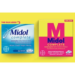 Cramp Relief Midol® Complete 500 mg - 60 mg - 15 mg Strength Acetaminophen / Caffeine / Pyrilamine Maleate Caplet 16 per Box
