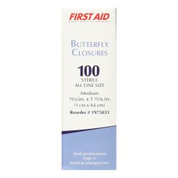 Skin Closure Strip First Aid Brand 1/8 X 1-13/16 Inch Nonwoven Material Butterfly Closure White