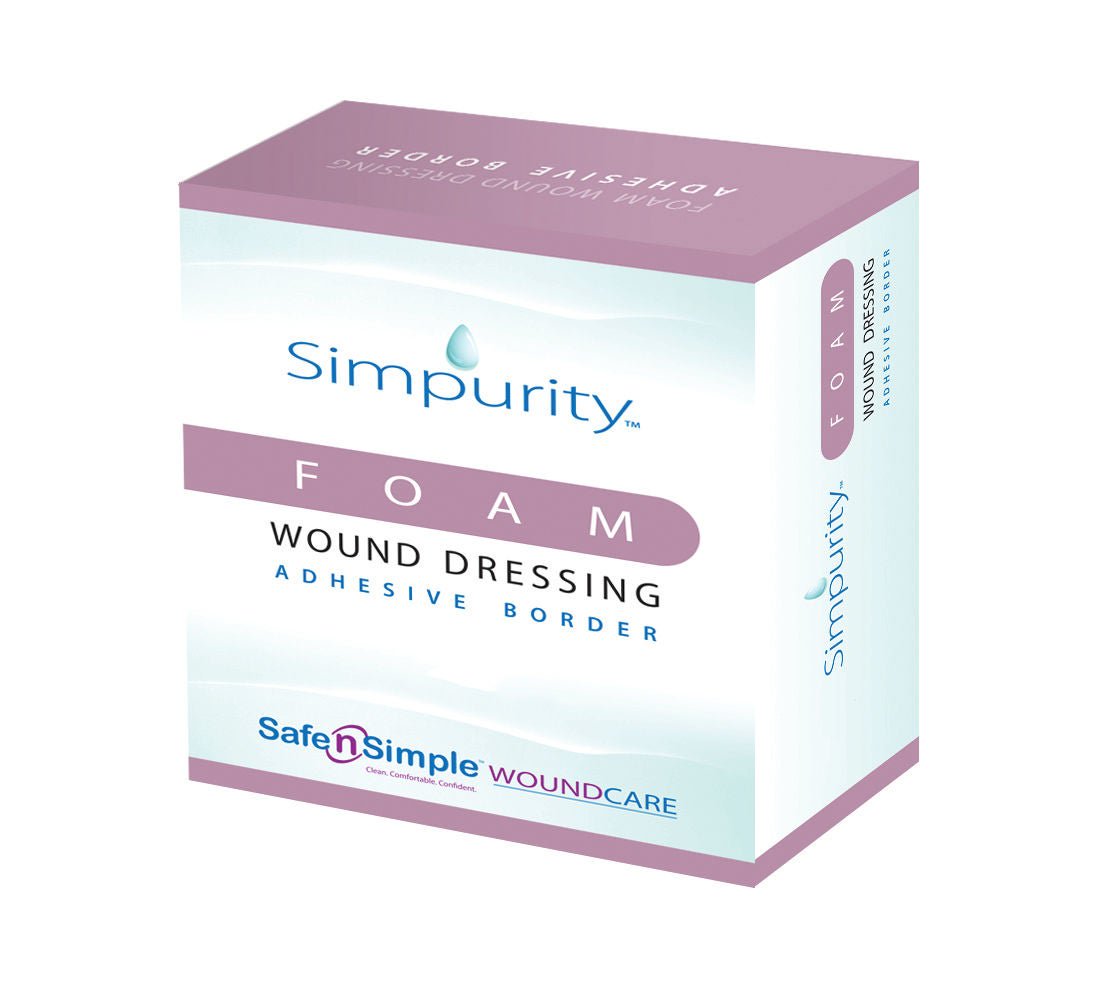 Foam Dressing Simpurity 4 X 5 Inch With Border Without Film Backing Adhesive Rectangle Sterile MK 1059003