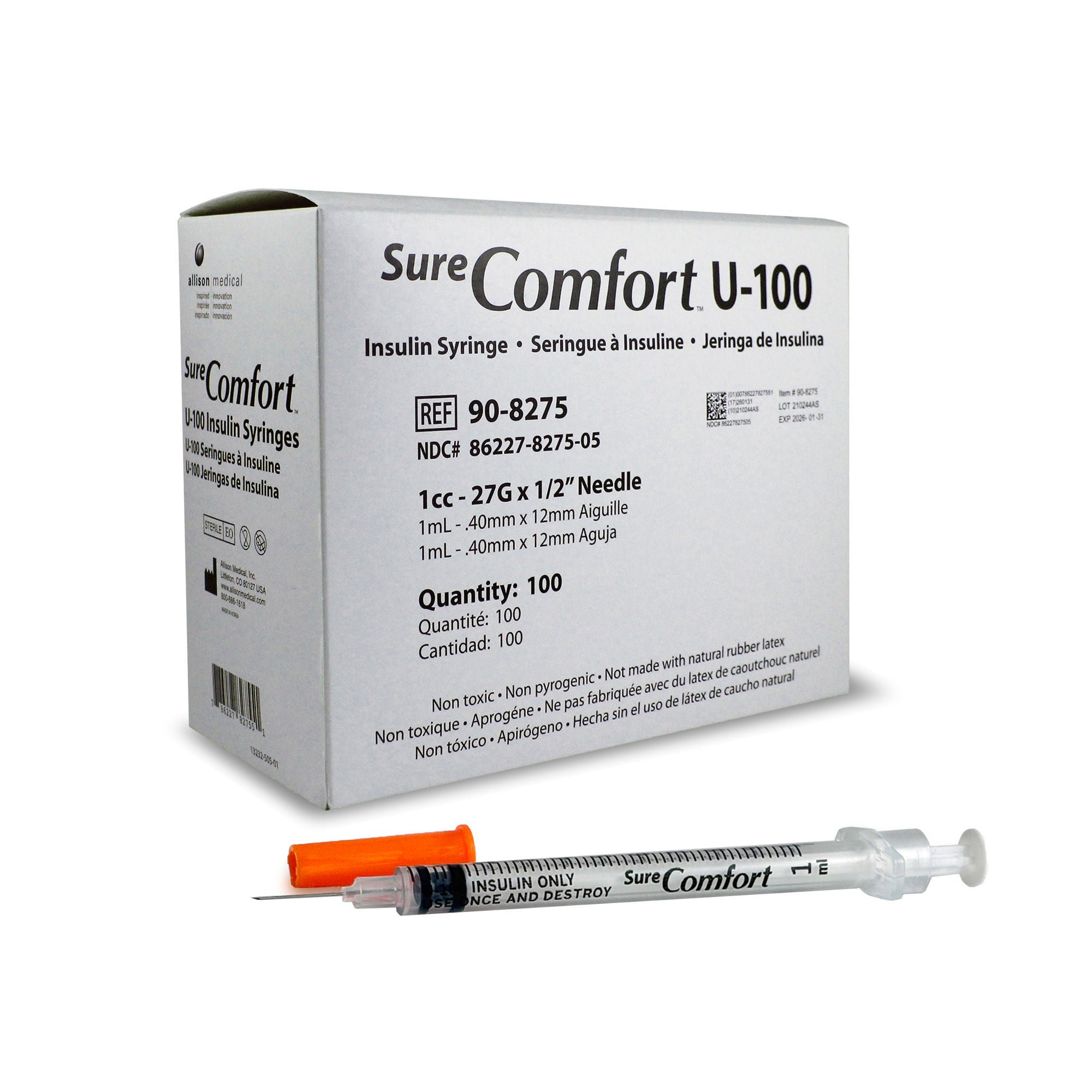 Standard Insulin Syringe with Needle Surecomfort® - McKesson