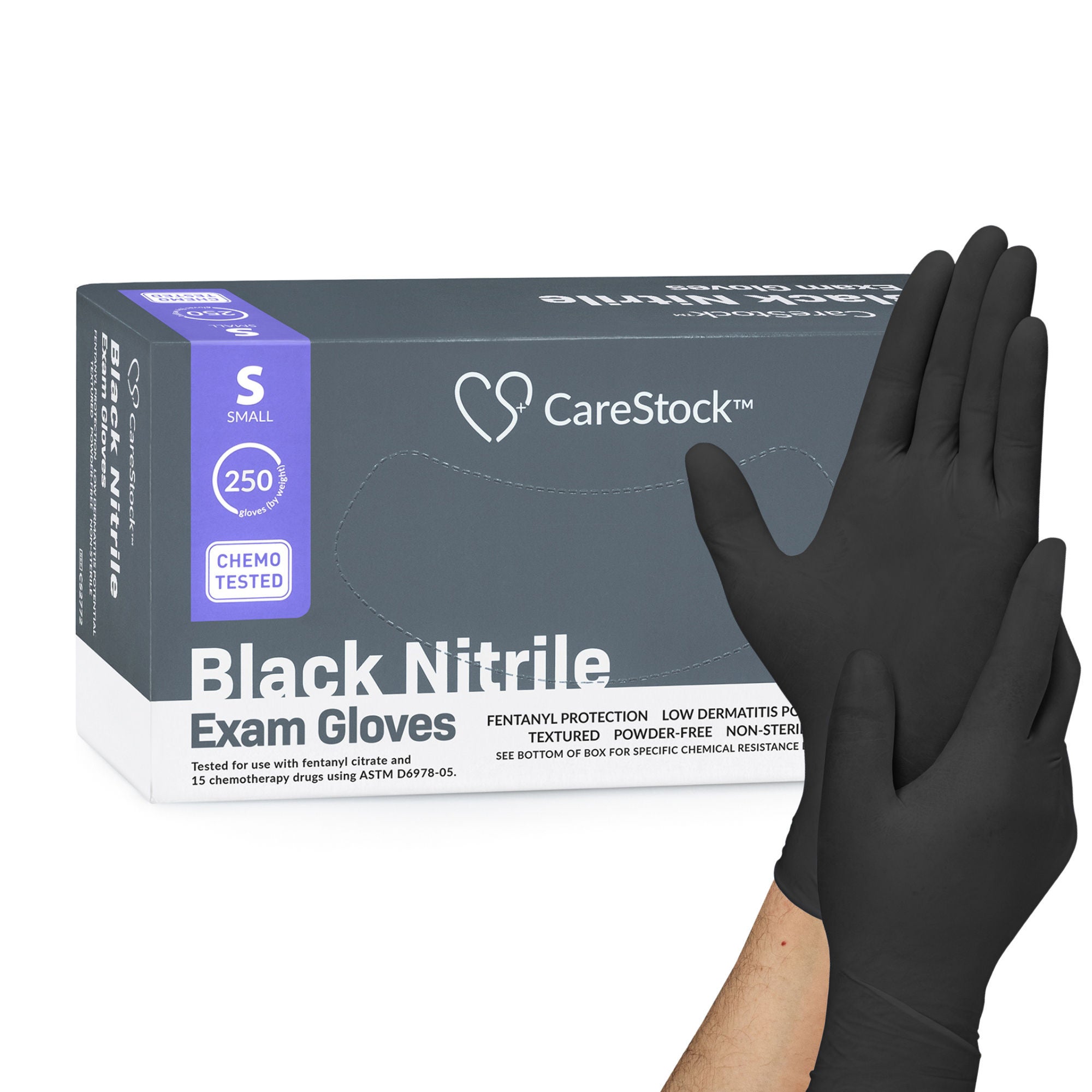 CareStock Nitrile Exam Glove, Small, Black MK 1230892