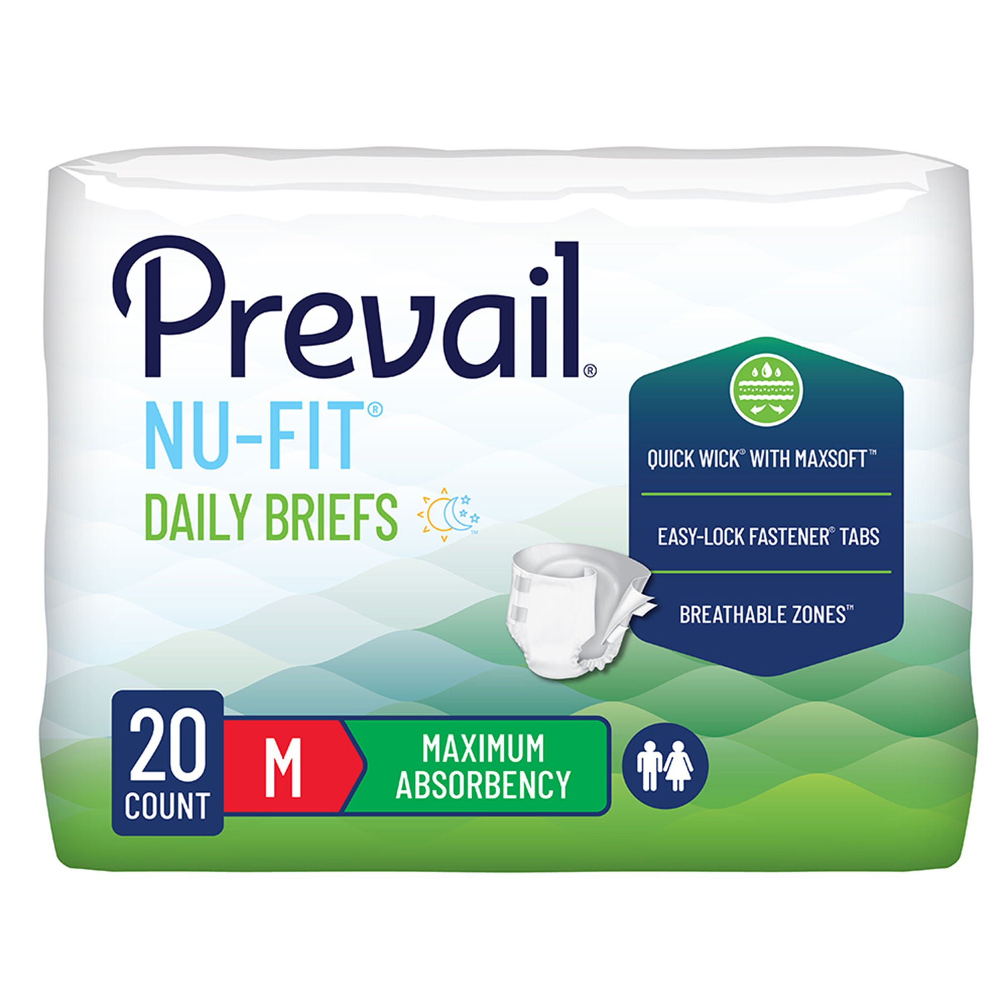 Prevail Nu-Fit Daily Briefs, Maximum Absorbency, Medium MK 1261576
