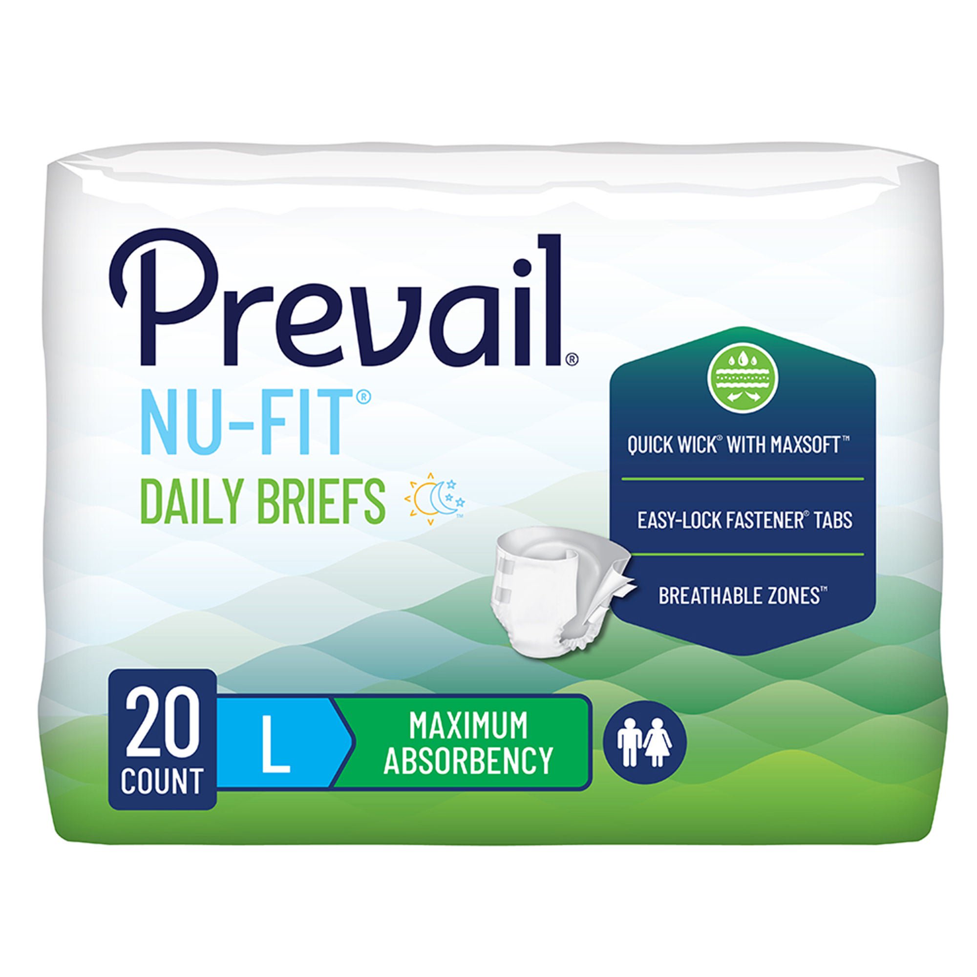 Incontinence Brief Prevail® Nu-Fit® Adult Large - McKesson