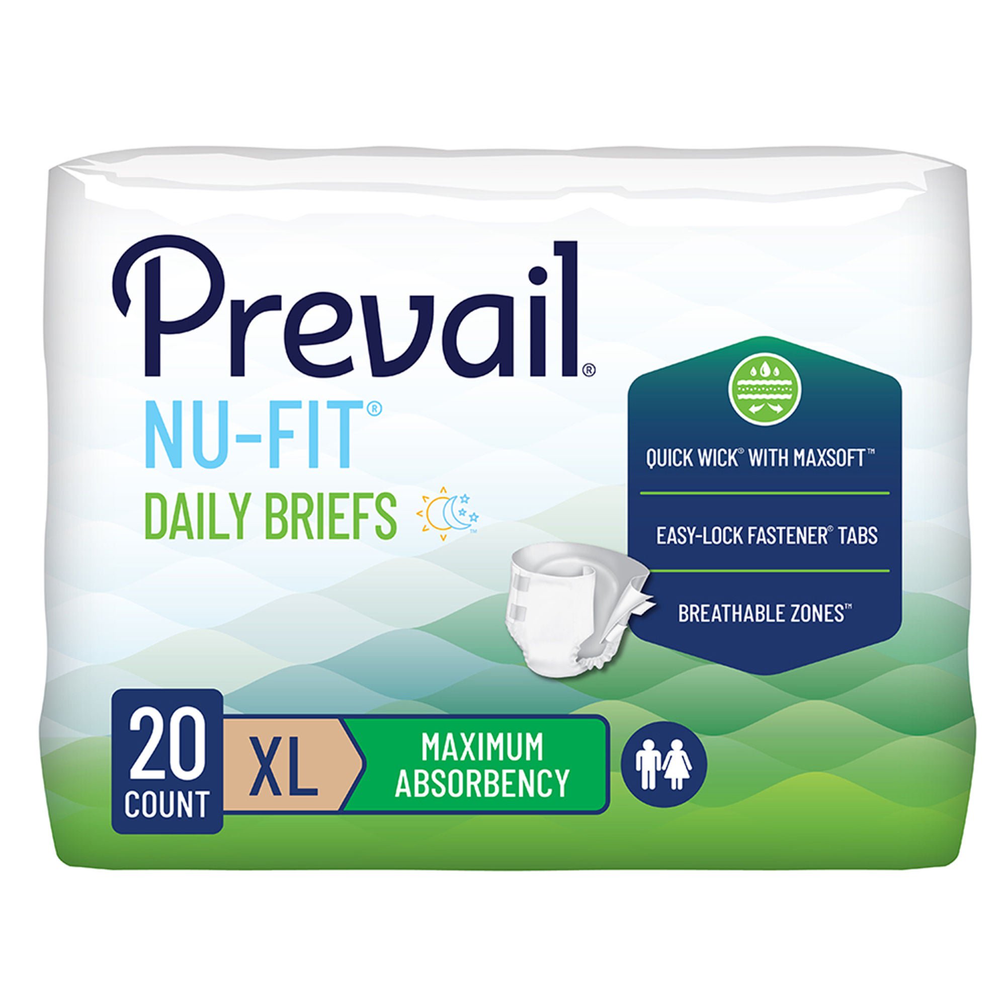 Prevail Nu-Fit Incontinence Brief, Heavy Absorbency, Extra Large MK 1261578