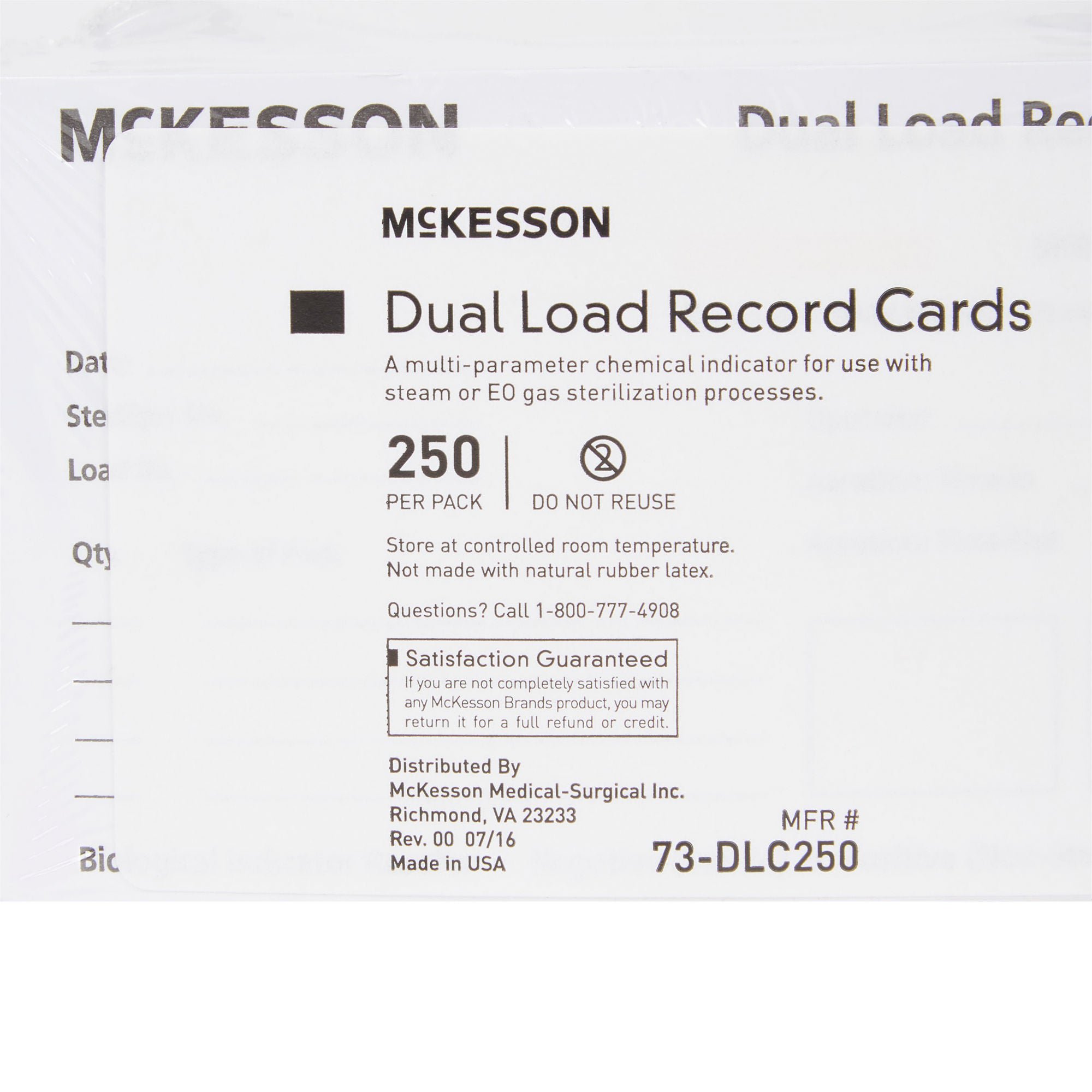 Sterilization Record Card McKesson Steam / EO Gas - McKesson