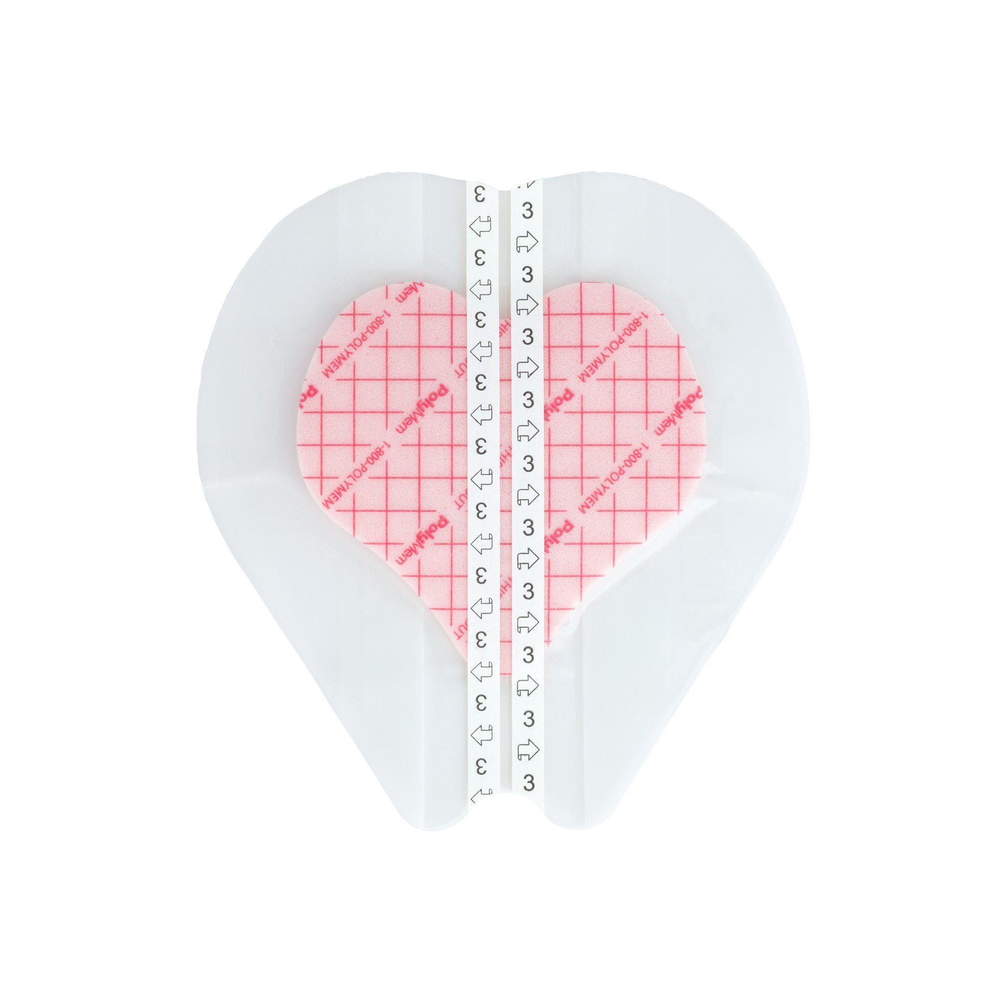 PolyMem Shapes Adhesive with Border Foam Dressing, 7-1/5 x 7-4/5 Inch Sacral MK 553732