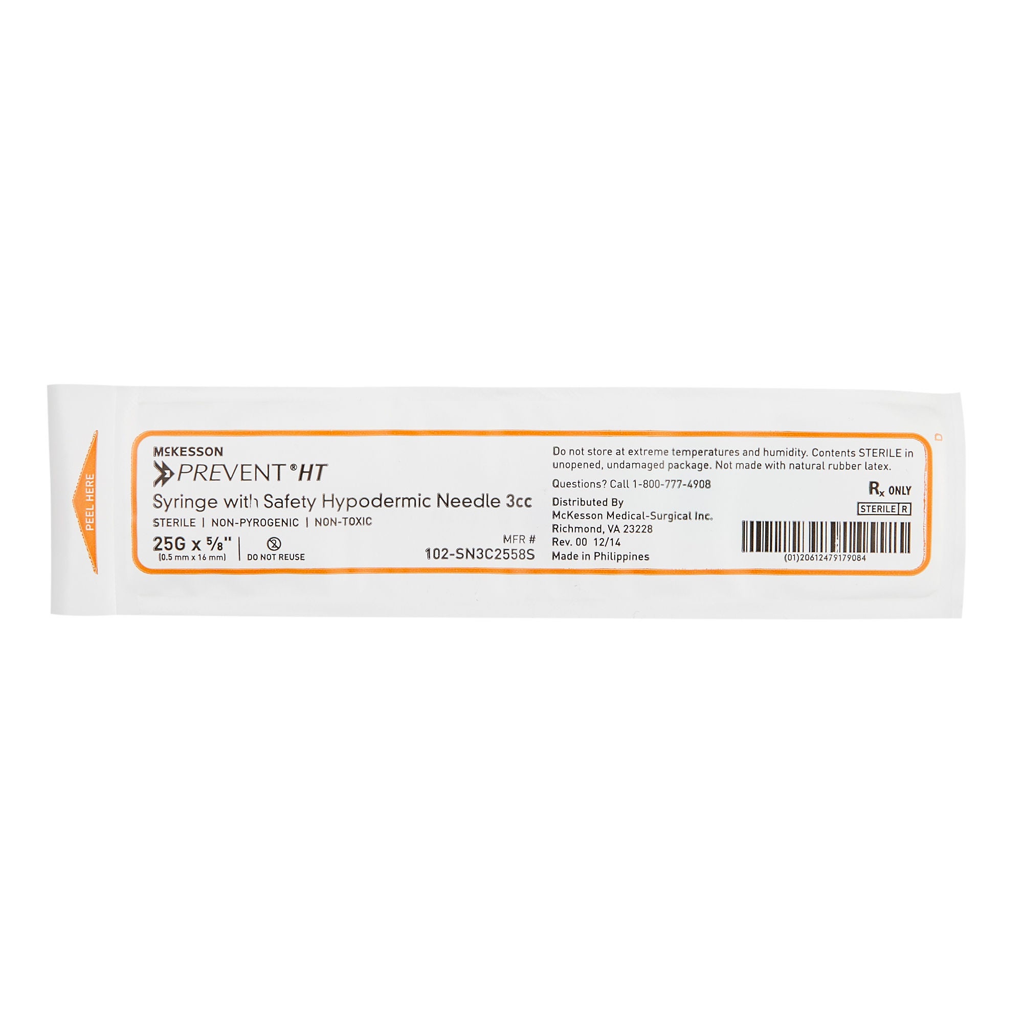 Safety Hypodermic Syringe with Needle McKesson - McKesson