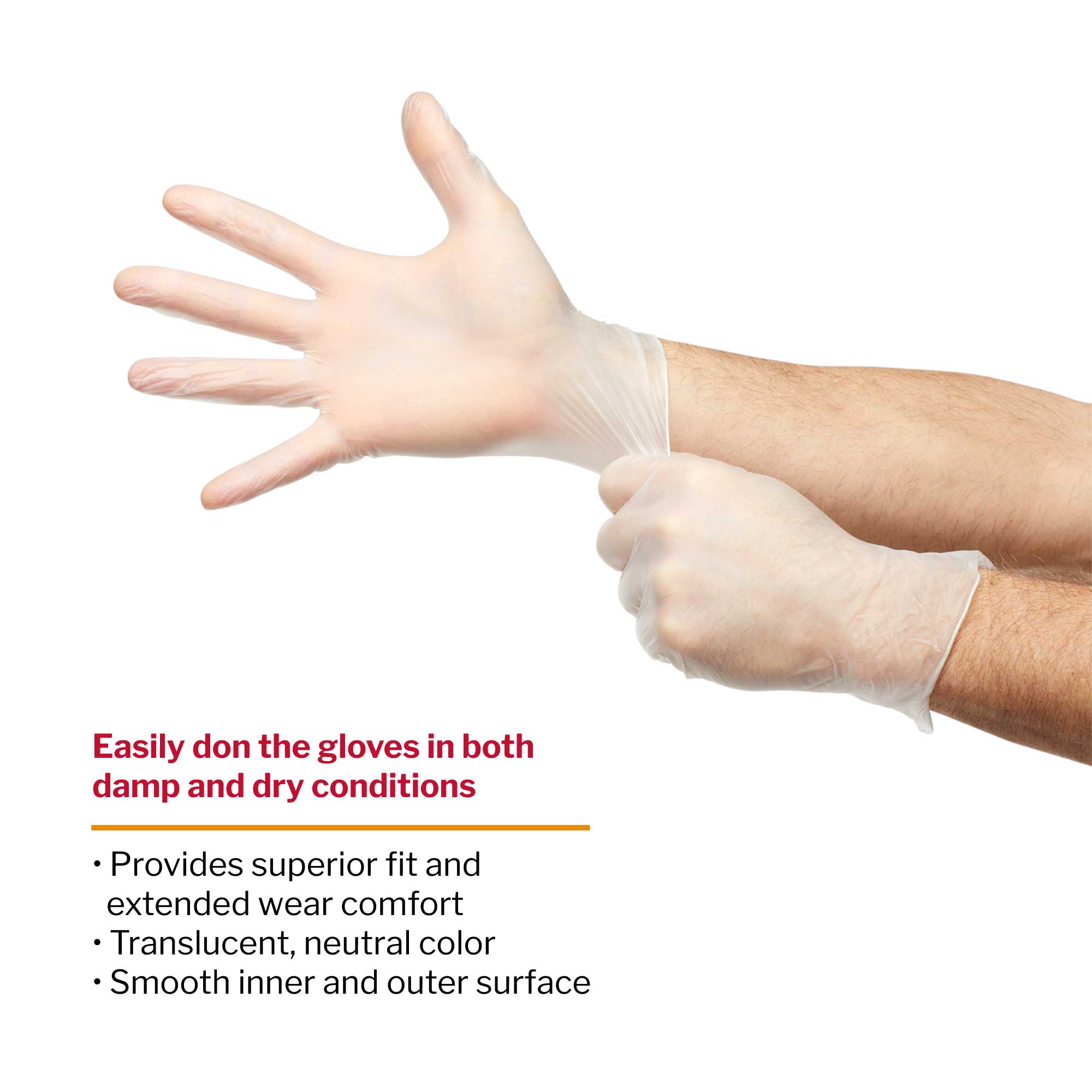 McKesson Confiderm® Vinyl Exam Glove, Large, Clear