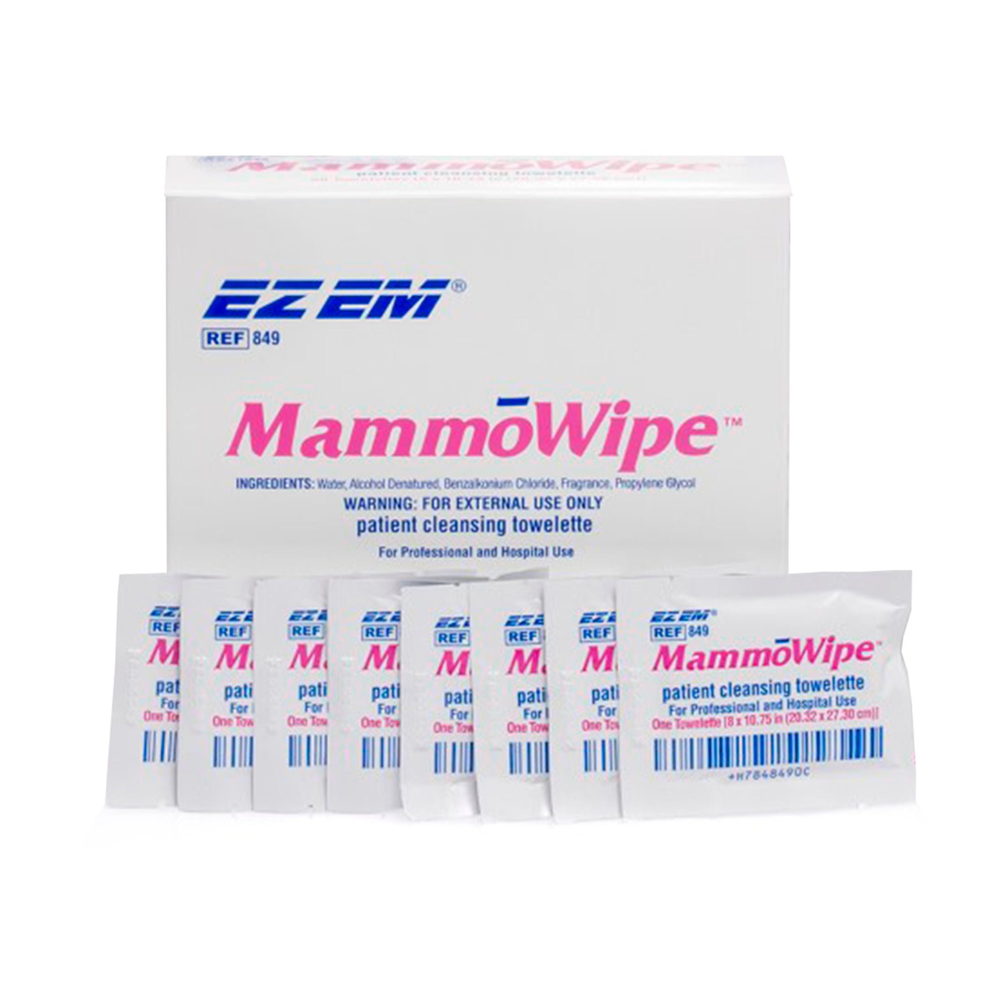 EZ EM Mammography Wipe, Scented, Benzalkonium Chloride, Ethyl Alcohol MK 918441